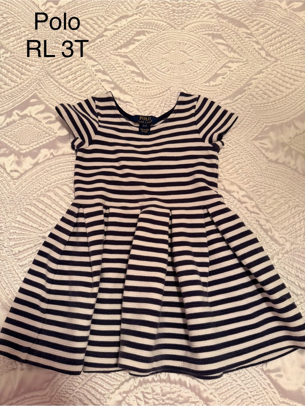 Polo by Ralph Lauren Navy & White Striped Fit-and-Flare Dress